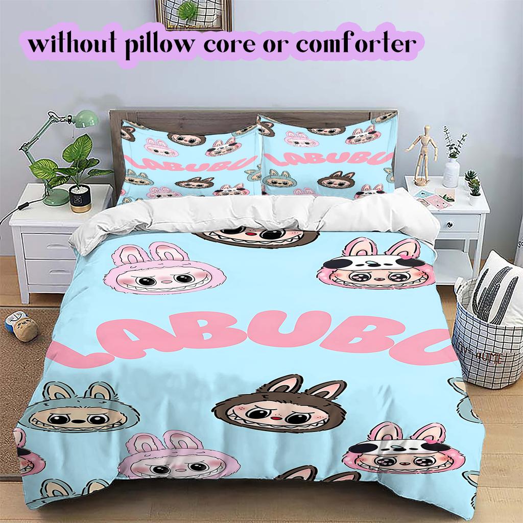 Cartoon characters Pattern Bedding Quilt Set Quilt Cover Pillowcase Home Decoration Birthday Gift (1 * duvet cover + 2 * pillowcase, without core)
