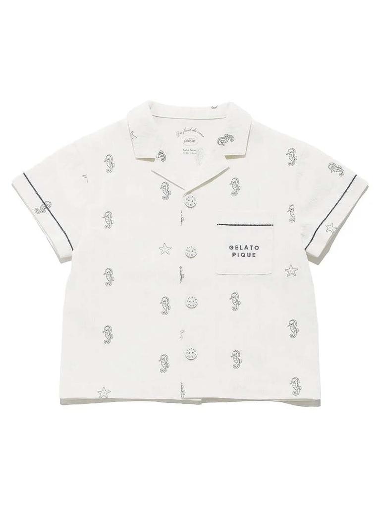 Gelato Pique Baby Seahorse Print Shirt PBFT242419 OWHT