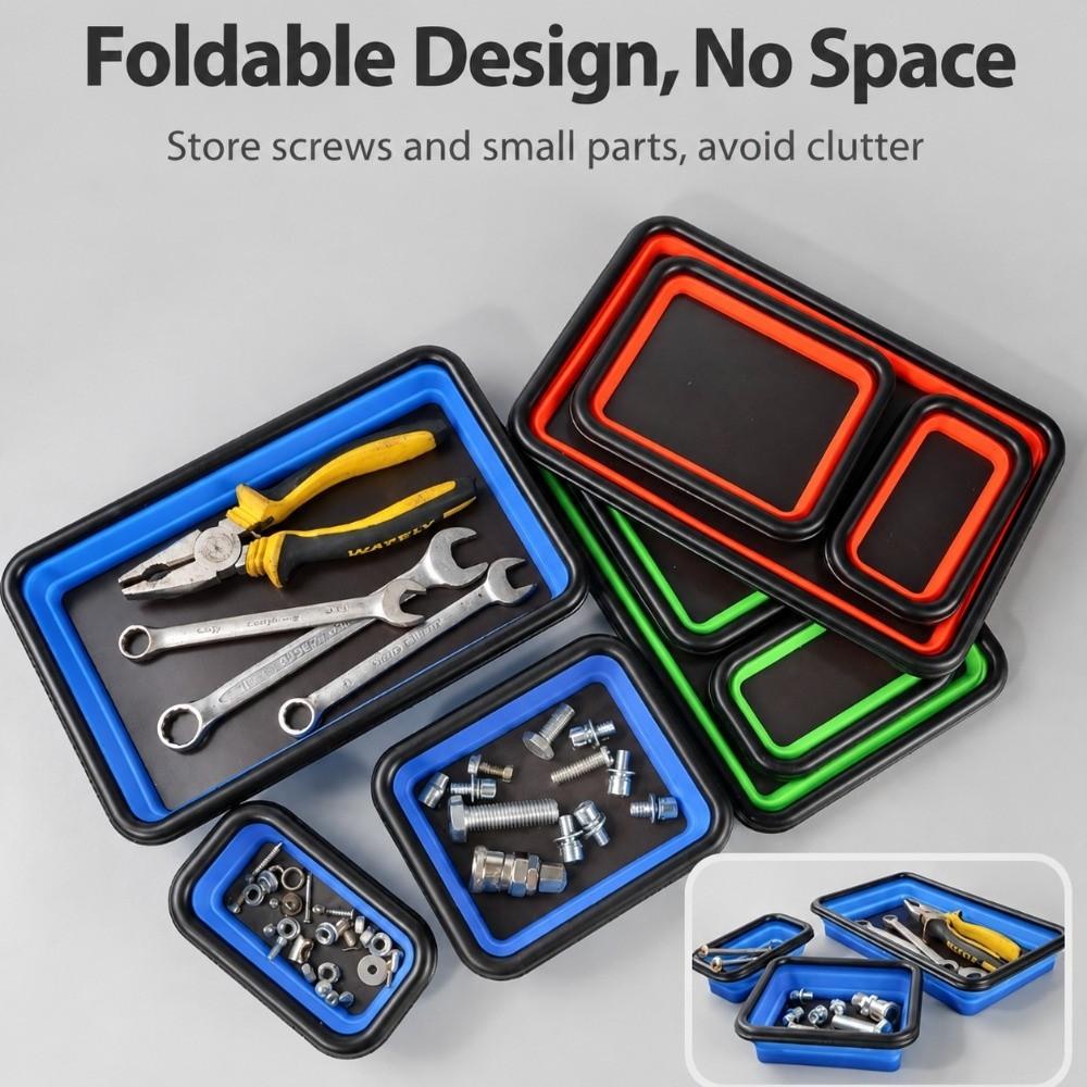 Square Shape Magnetic Parts Tray Rectangle Shape Magnetic Tool Organizer Car Repair