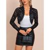 Women S Elegant Lace Trim Short Cardigan Jacket Top