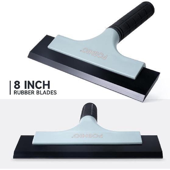 

FOSHIO All-Purpose Car Window Squeegee, 2 Pack 8 inch Double Edge Squeegee Blades with Non-Slip Long Handle Car Squeegee for Window Cleaning,
