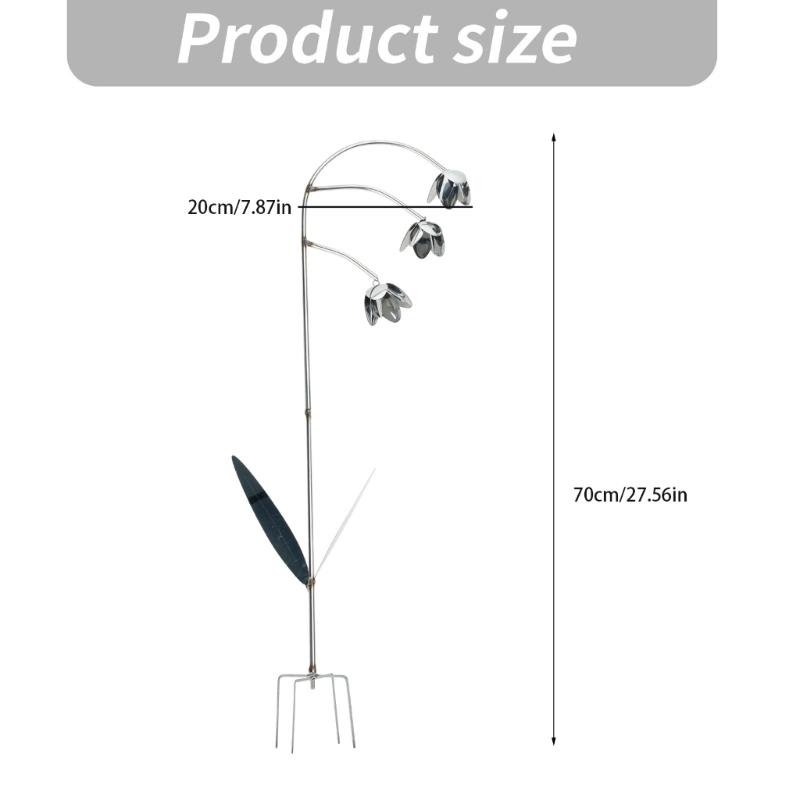Iron Flower Garden Stake Antique Lilies of the Valley Metal Wind Chime Sculpture For Yard Lawn Backyard Decoration