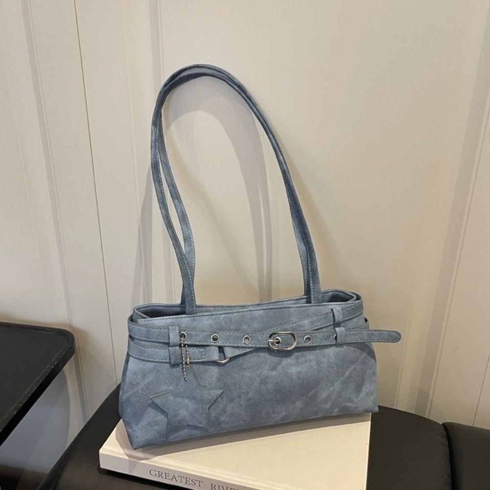 Star Pendant Y2K Shoulder Bag With Metal Buckle Belt Underarm Bag Fashion Women Handbag Women