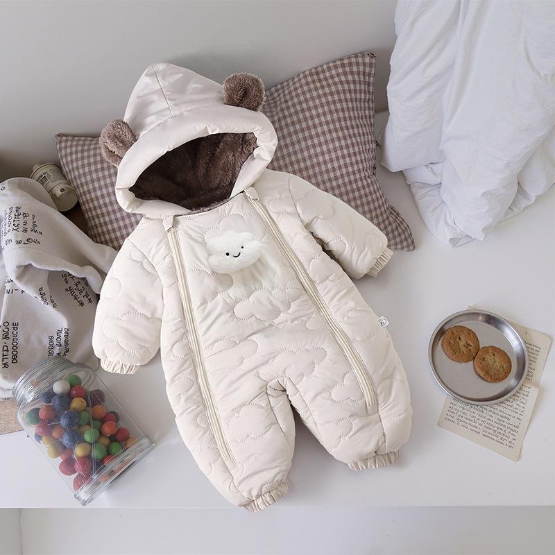 Tuta Intera in Cotone Unisex per Neonati con Fodera in Pile, Abbigliamento da Esterno con Piedi per Bambini e Bambine.