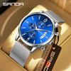 Sanda Retro Men's Waterproof Quartz Wristwatch with Small Seconds and Calendar - Fashionable Steel Band.