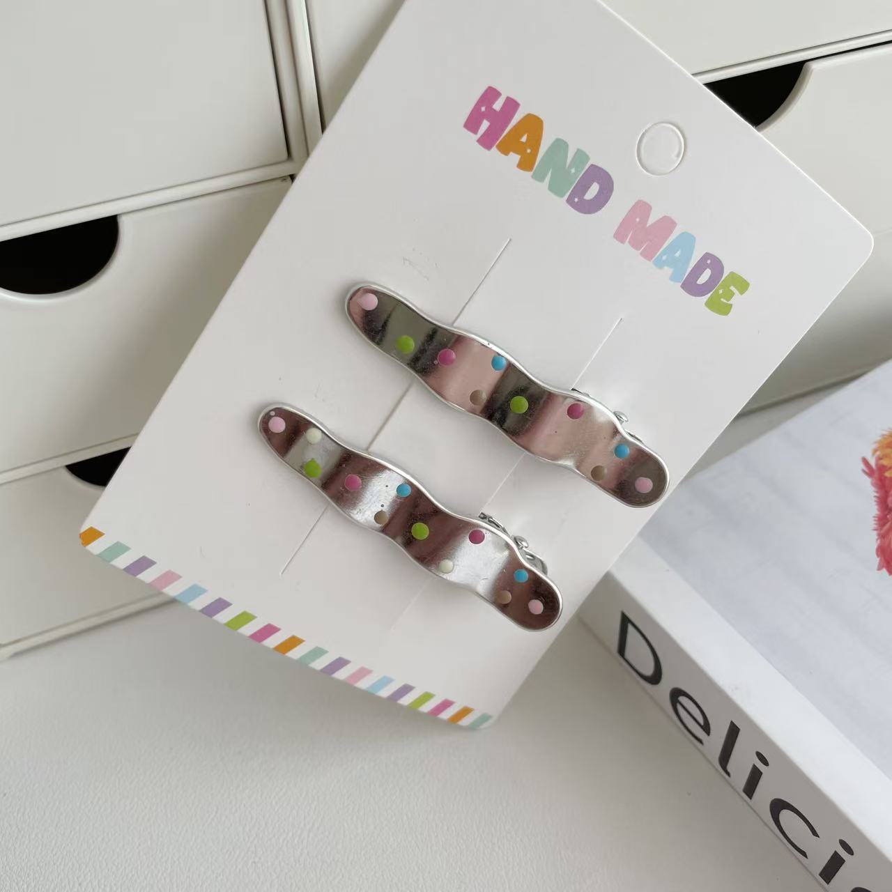 Металлическая заколка для волос в горошек, женская, для челки, для волос на виске, боковая заколка, милая, крутая девушка, заколка-уточка, заколка в стиле Ins, головной убор 6.3cm
