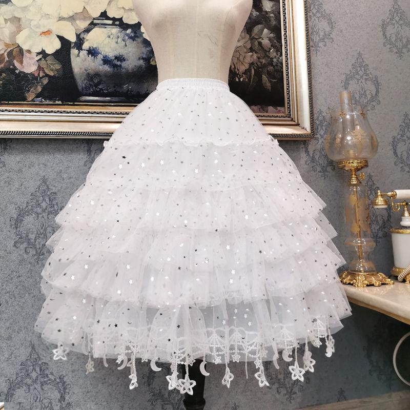 Star Moon Tassel Lolita Skirts Crinoline Petticoat Underskirt Women Star Skirt Violence Carmen Petticoat Chiffon Skirt