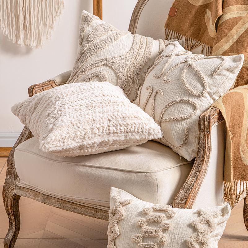Ins Style Home Sofa High-End Pillow Cover Knitted Tassel Lamp Luxury Simple Hotel Bedside Pillow Cover Pillowcase
