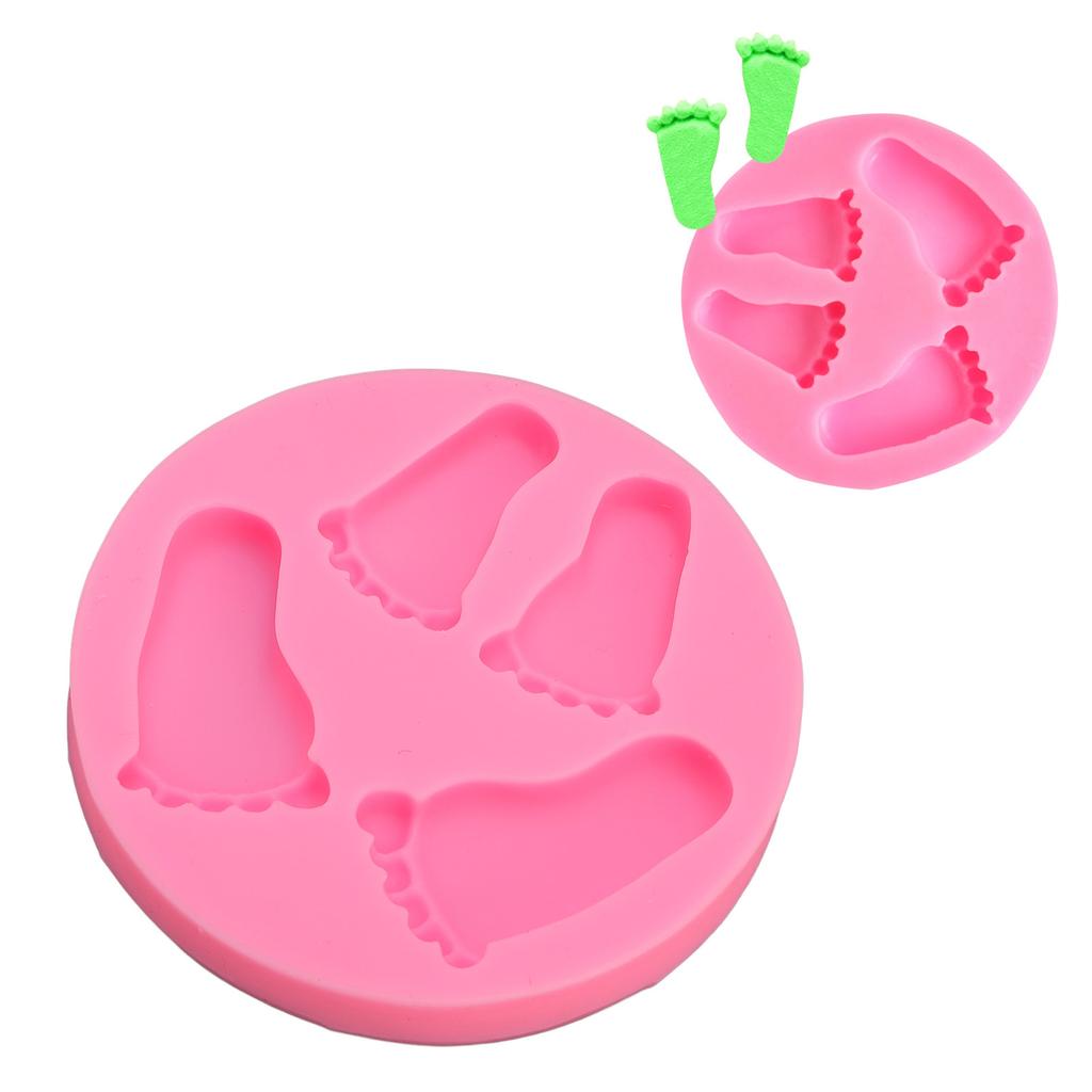 3D Baby Foot Moulding Silicone Non Stick Baby Foot Shaped Baking Tray for Fondant Chocolate Candy De