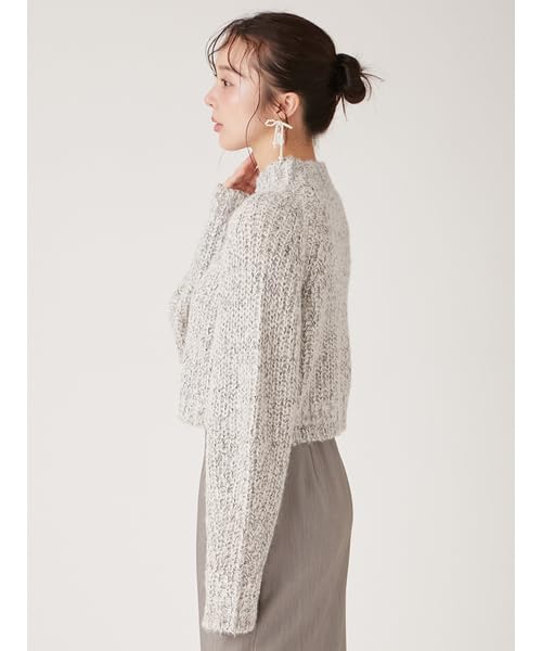 Lily Brown Cropped Knit Top White Women's Mid-Gauge (LWNT245079)