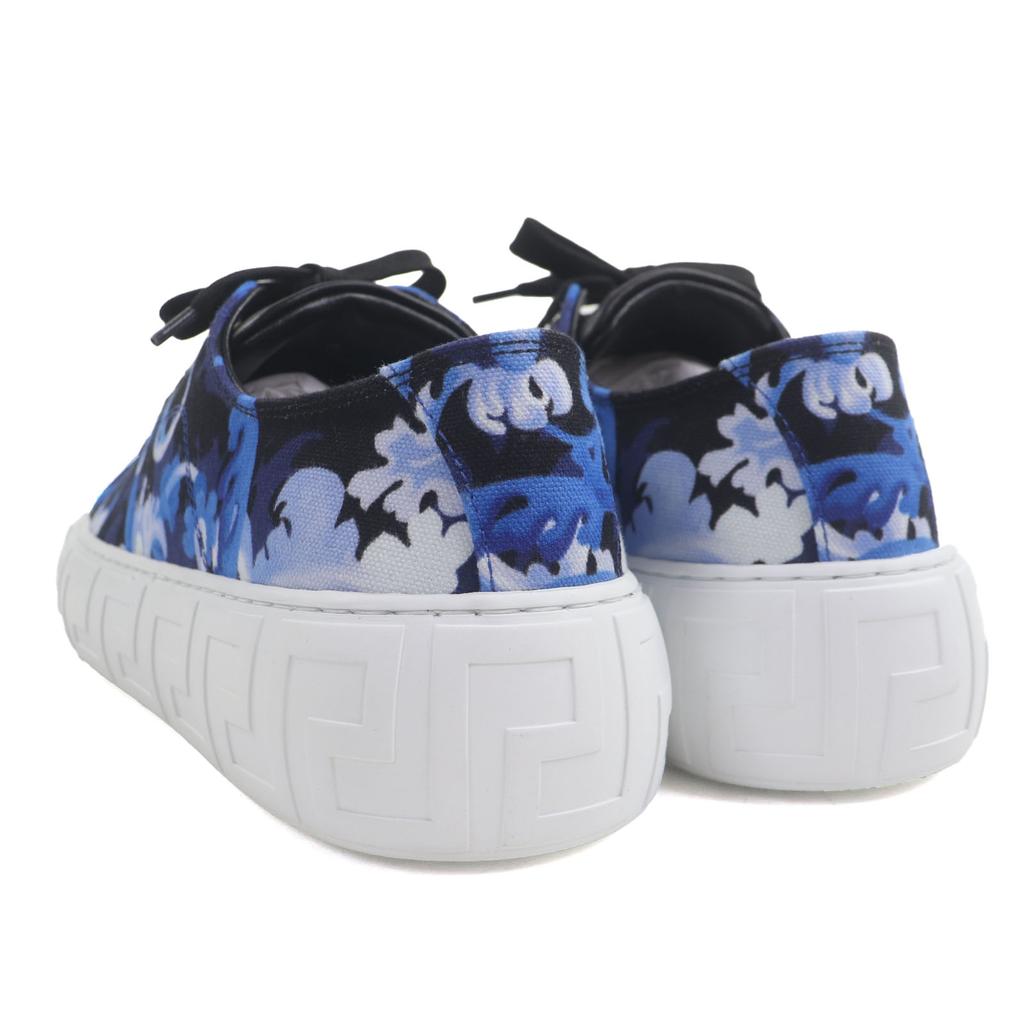 Makellose VERSACE Low-Top-Sneaker Barocco Greca blaues Canvas Herren 39 Gebraucht