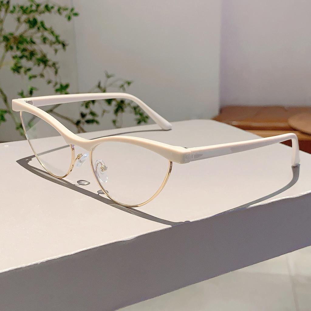 Korean Style Trends Pink Frame Fashion Cat Eye Decor Ladies Glasses Non-prescription Candy Color Ins Brand Eyeglasses