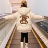 Girls Jacket Cute Bear Autumn Winter Warm Fashion Parka Coat Hooded Zipper Girls Outerwear 5-12 Years Kids Clothes