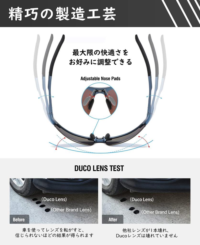 DUCO Polarized Sports Sunglasses with UV400 Made of for and Golf Men's Protection, AL-MG Alloy, Ultra-Lightweight, Driving, Cycling, Fishing, Running,