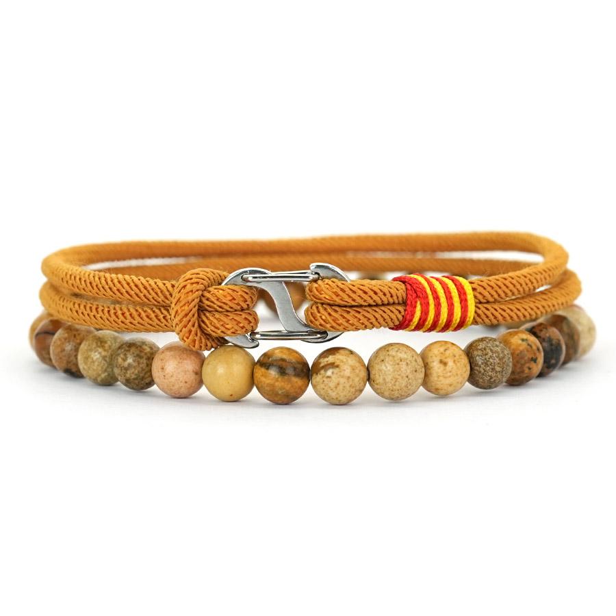 

New Fashion 2Pcs Bracelet Set For Men Stainless Steel Buckle Red Howlite Lava Tiger Eyes Beaded Healing Braslet 5 Colors Options
