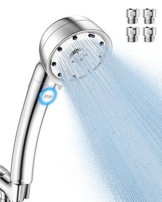 Shower Head Micro Nano Bubble FEELS0 Water Saving Misfire Water Flow Settings High Water Pressure Handheld Water Stop 6+1 (Silver)