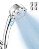 Shower Head Micro Nano Bubble FEELS0 Water Saving Misfire Water Flow Settings High Water Pressure Handheld Water Stop 6+1 (Silver)