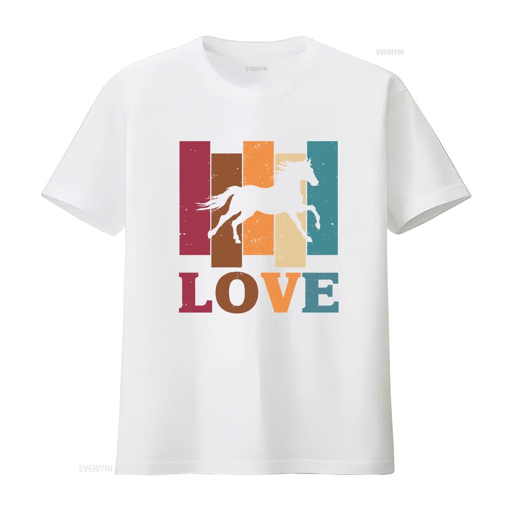 Horse T Shirt I Love Lover Rider Owner Trainer Who Loves Horses HOR004F01 vintage Washed streetwear designer clothes Unisex