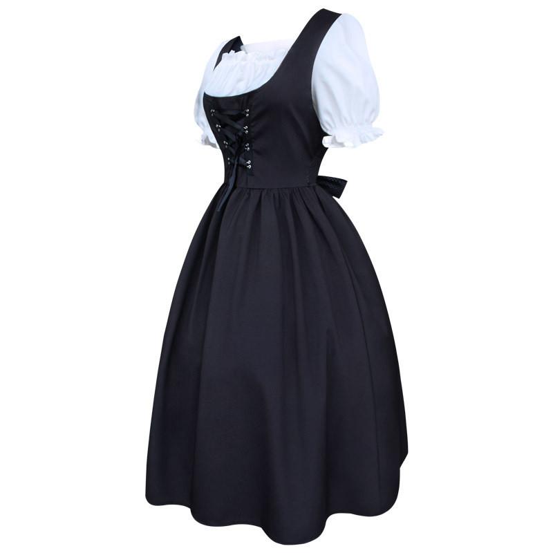 Medieval Retro Style Drawstring High Waisted Bow Dress Stage Outfit Performance