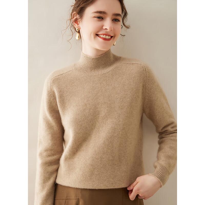 Fanzhen Women's Thickened Mock Neck Cashmere Sweater