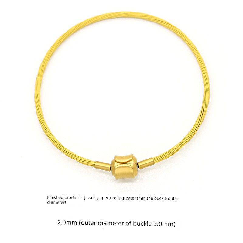 

2.0/2.5/3.0mm Gold Steel Wire Carrying Strap Wearable 3D Hard Pure Gold Transfer Beads Ornament Accessory Rope DIY Bracelet Multi-Strand 16cm Gold 2.0mm (Finished)