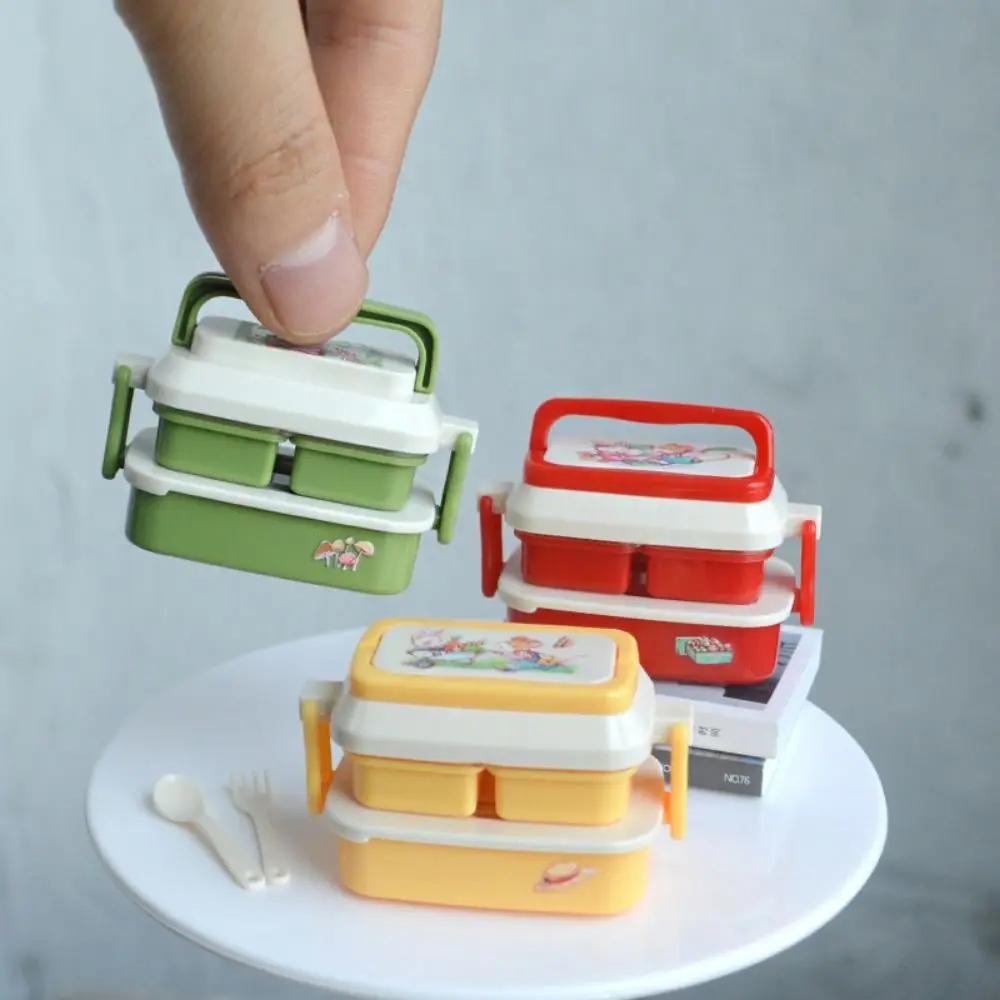 Cute 1/6 1/12 Scale Doll Picnic Box Cartoon Pattern Multicolor Doll Accessories Plastic Dollhouse Lunch Box Dollhouse