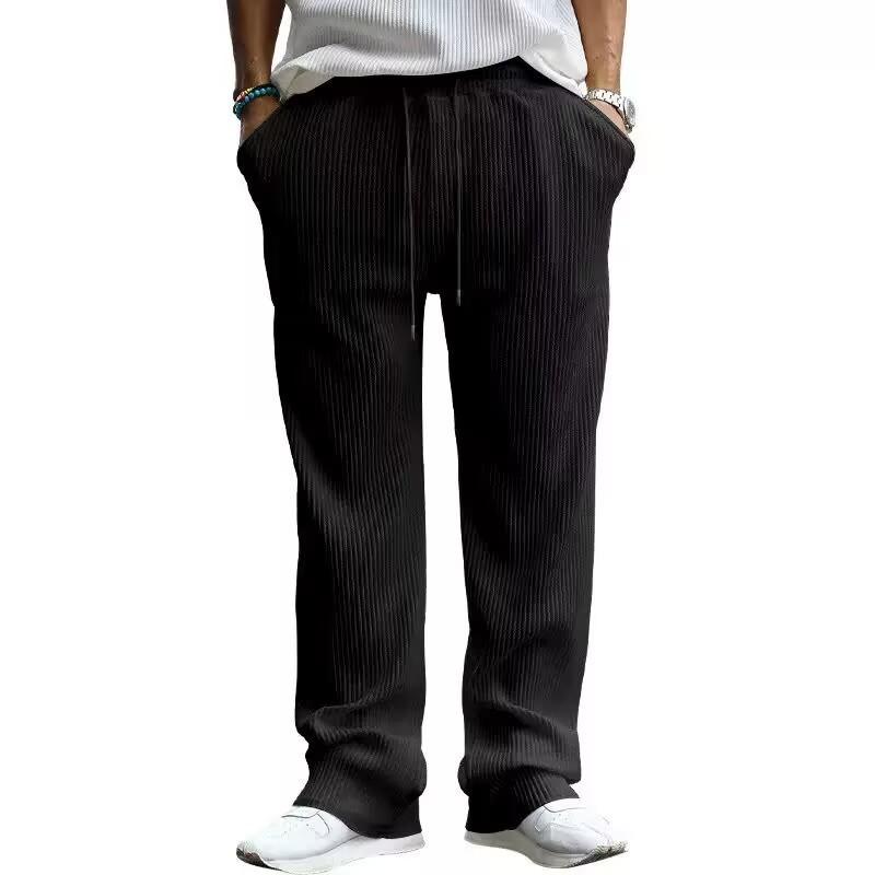 Spring and Autumn Men's Casual Trousers Loose Straight Pants Dropping Solid Color High Waist Wide Leg Pants