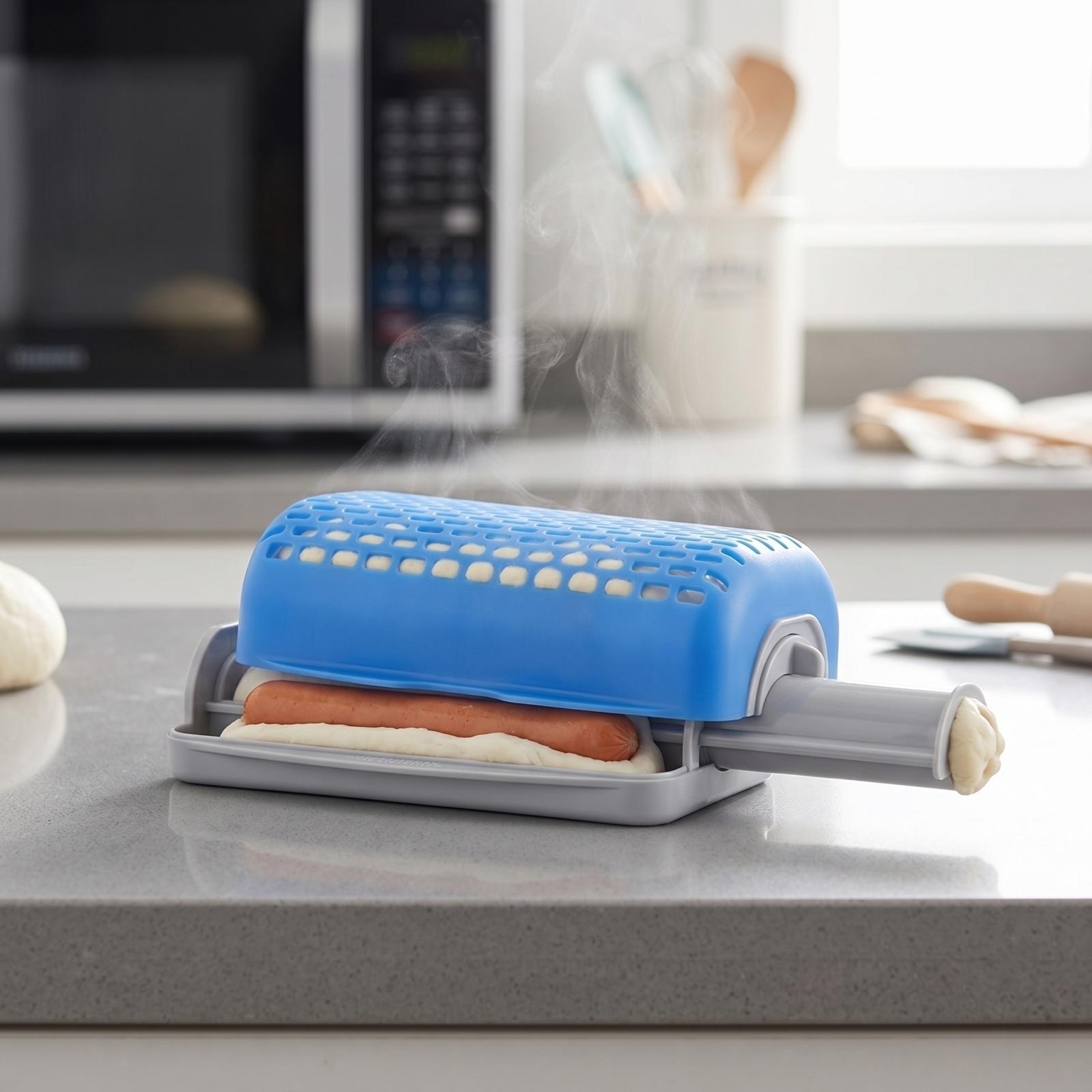 

Microwave Hot Dog Maker Mold Bread Baking Mold Removable Hot Dog Hamburger Mold Kitchen Cooking Tool for Quick Meal Preparation One Size синій