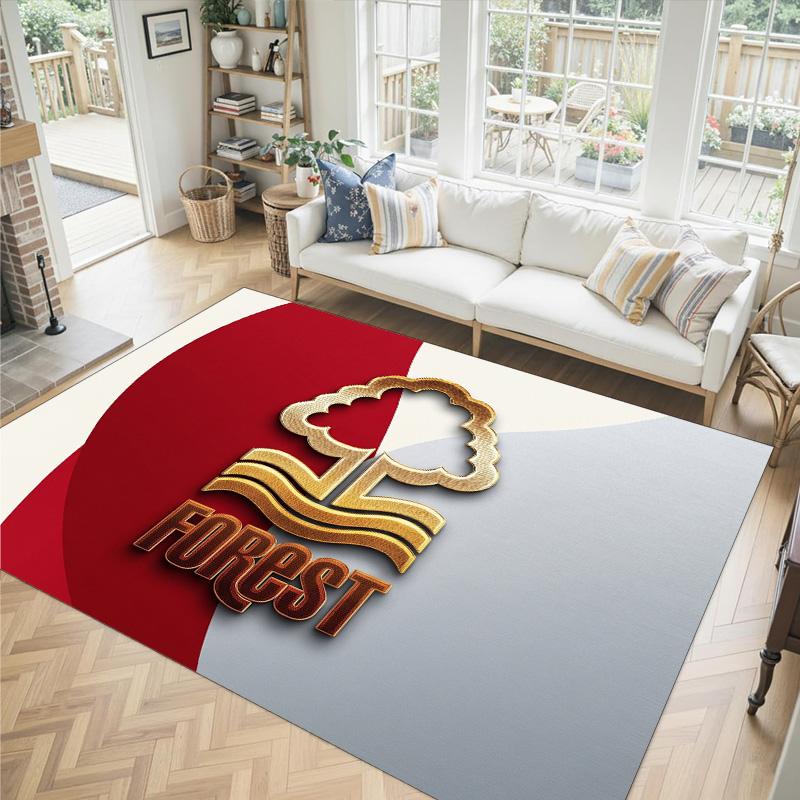 Nottingham Forest Fußball Design Kristall Samt Teppich Gemütlich Nicht?Rutschfester Teppich mit Aufdruck für Schlafzimmer Wohnzimmer Eingang