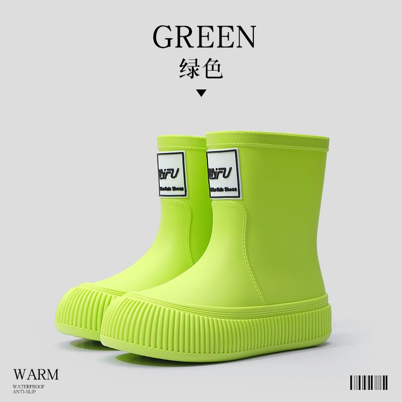 Fashion Women's Rain Boots Trendy Mid Calf Rainboots Waterproof Garden Shoes for Women Outdoor Non Slip Rubber Galosh Botas Lluvia Mujer