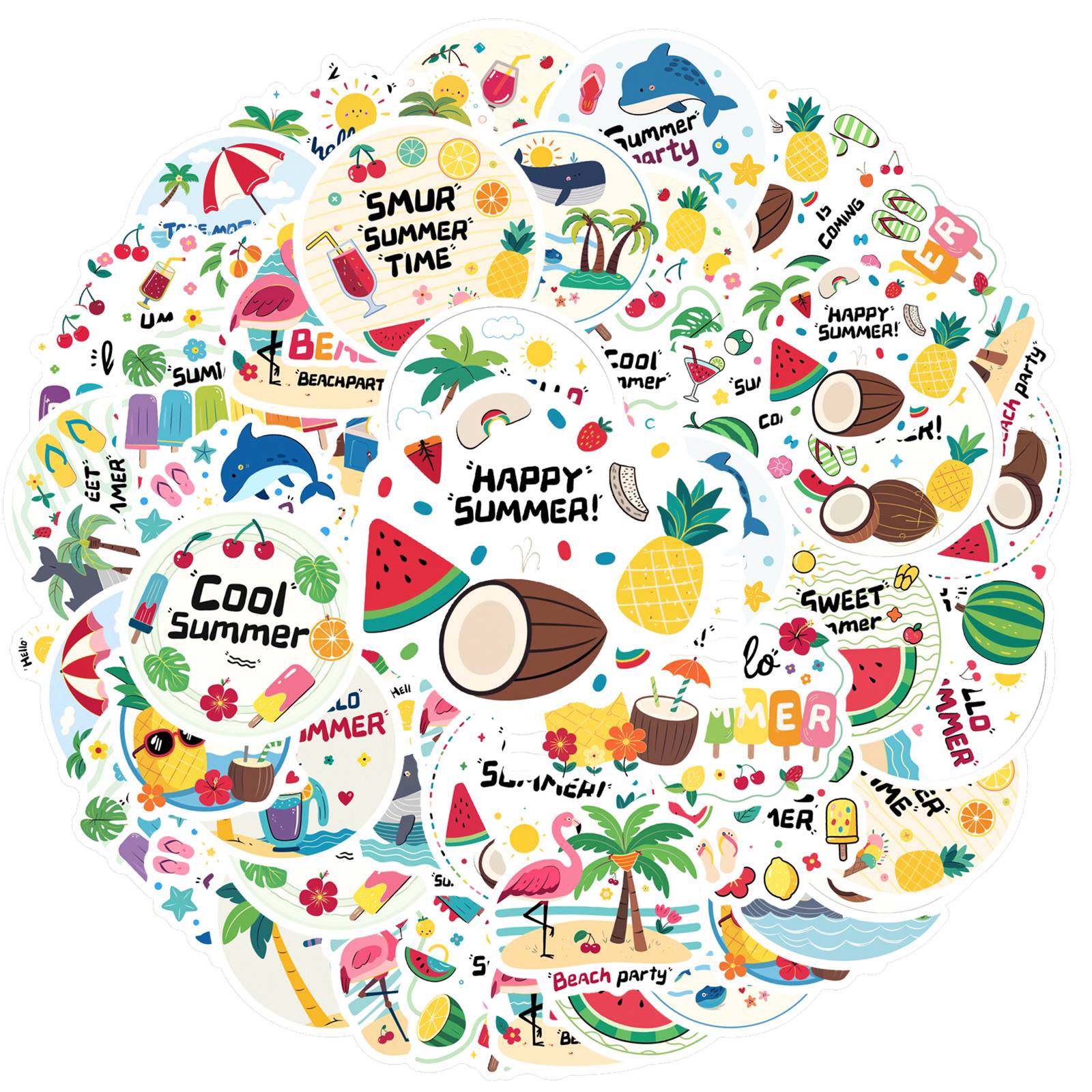 

35pcs Playful Summer Stickers Cartoon Tropical Animal Stickers Stickers For Guitar DIY Skateboard Laptop Luggage Decor