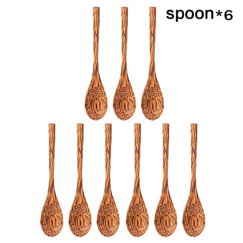 Natural Coconut Bowl 12-15cm Handmade Wooden Tableware Wood Spoon Dessert Fruit Salad Mixing Rice Ramen Bowl Kitchen Dinnerware