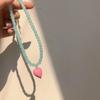 Resin Candy Color Heart Pendant Glass Beaded Short Choker Collar Neck Necklace Aesthetic Charm Jewelry Accessories