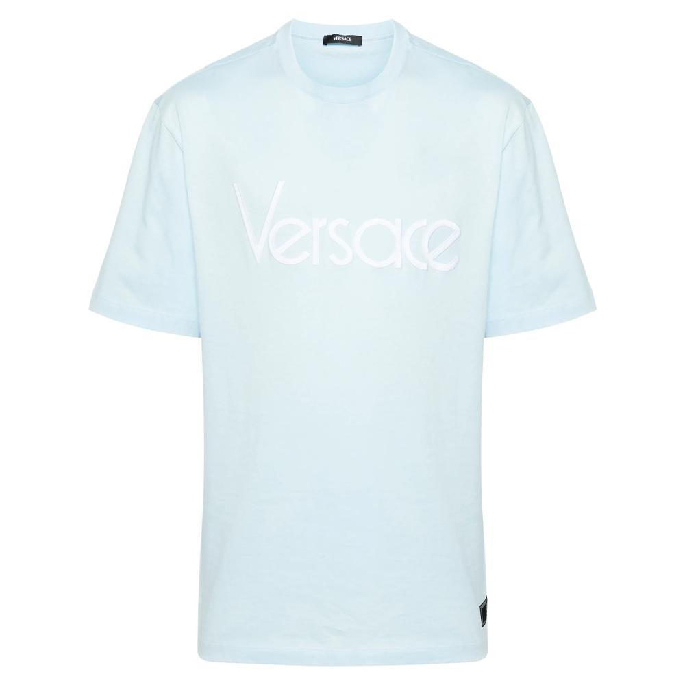 Versace SS24 T-shirt à manches courtes et col rond imprimé logo Homme tops Bleu 1012545-1A09028-1VD50 XXXL white
