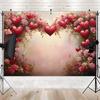 2D Romantic Valentine's Floral and Heart Garland Backdrop Party Photo Background Banner