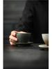 Handmade Jianzhan Coarse Pottery Teacup Set with Hammered Pattern - Retro Ceramic Kung Fu Tea Cup & Coaster