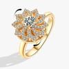 Mote Fidget Spinner Ring Angst for Kvinner Flere Krystall Solsikke Fingerringer Roter Anti Stress Zirkon Bryllupsgave