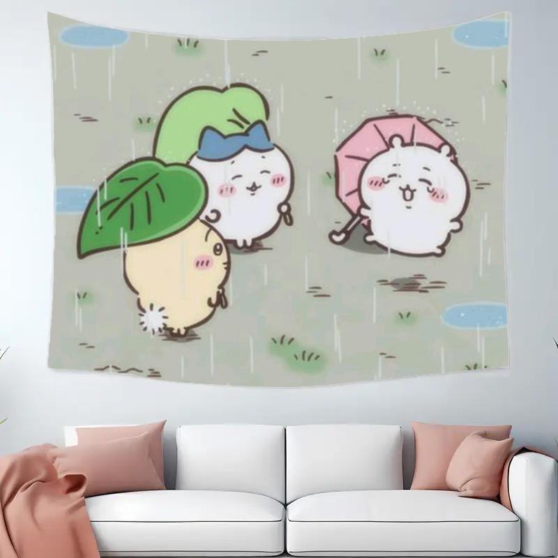 Japanese Anime Usagi Kawaii Hachiware Cute Chiikawa Cartoon Tapestry Room Decoration Home Decor Bedroom Wall Hanging Fabric