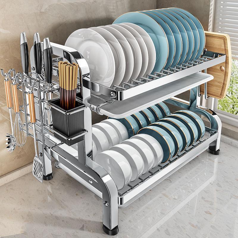 În stoc Raft de depozitare pentru bucătărie din oțel inoxidabil 304 Raft pentru boluri și scurgere Raft multifuncțional pentru boluri Depozitare boluri și bețișoare