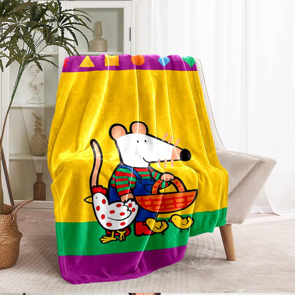 Maisy Mouse Theme Printed Blanket - Perfect for Couch, Bed, Travel & Outdoor Use | Machine Washable, Cozy & Durable.