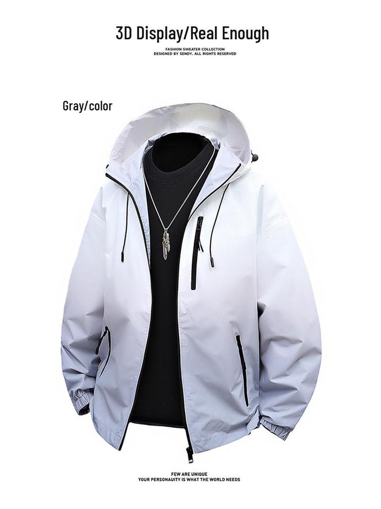 2025 Men's Casual Hooded Windbreaker Jacket - Spring/Autumn Trend