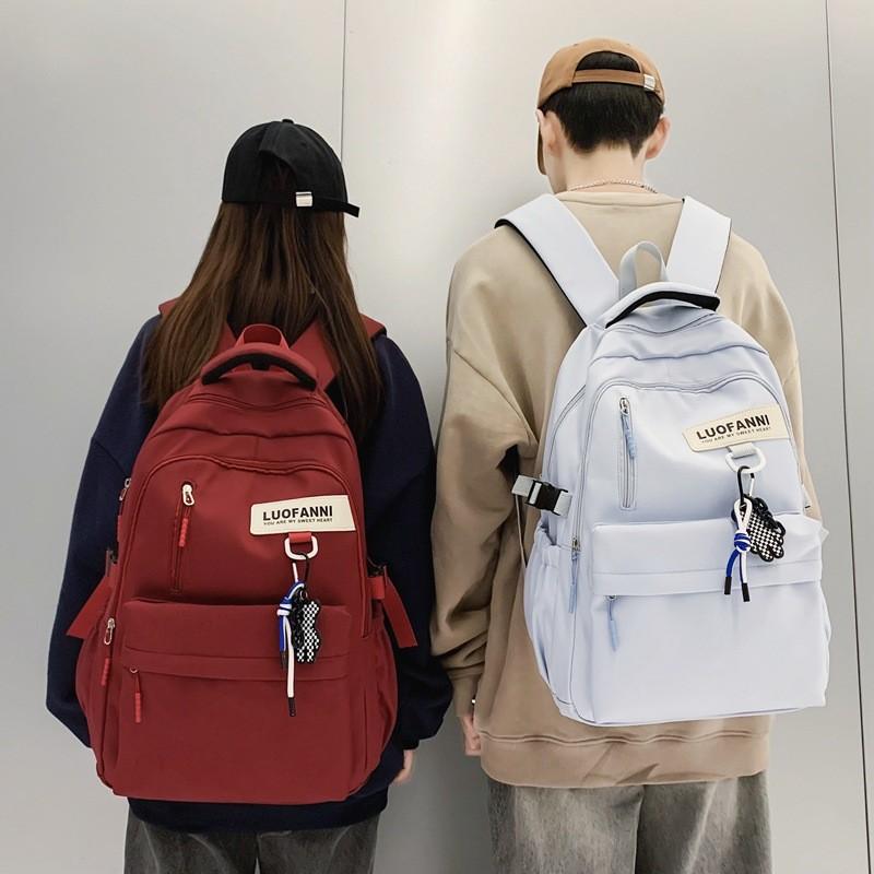 Letter Lightweight Nylon Student Backpack With Zipper Closure For High School And College Daily Use