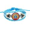 Emergency Medical Technician Paramedic Symbol Logo Black Button Leather Bracelet Glass Dome Blue Star of Life Logo Jewelry