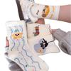 Illustration Puppy Socks Milk White Girls Sports Socks Korean Dachshund Dog Cream Cute Medium Tube Socks