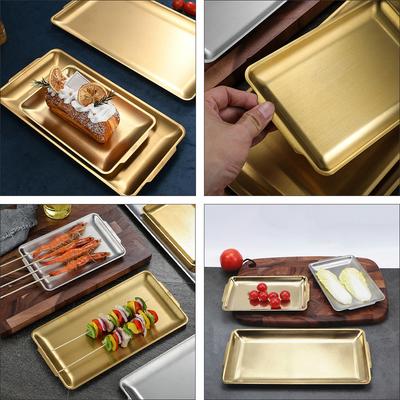 1 Stuk Roestvrij Staal Barbecue Pan Rechthoekige Bakplaat Roestvrij Voedselbord voor Buiten Koken Bbq Picknick Kamperen Feest Serveren