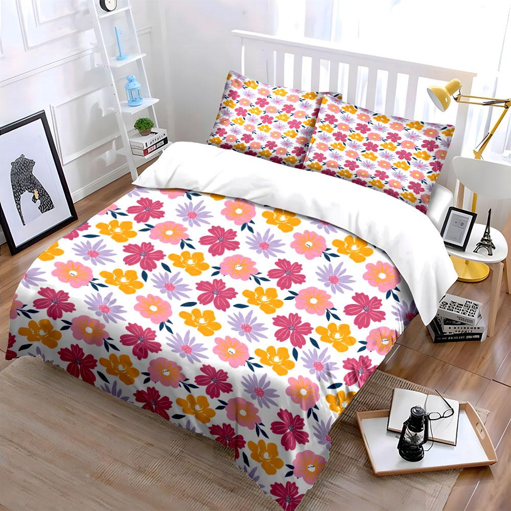 Colorful Floral Bedding Set Bedding Duvet Cover Set Duvet Cover Pillowcases (1 * Duvet Cover 2 * Pillowcases, Without Duvet Insert)