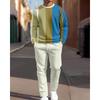 Men's Casual 2-Piece Set Comfortable Long-Sleeved Printing Round Neck Man T-Shirt and Drawstring Sport Two-Piece Sets
