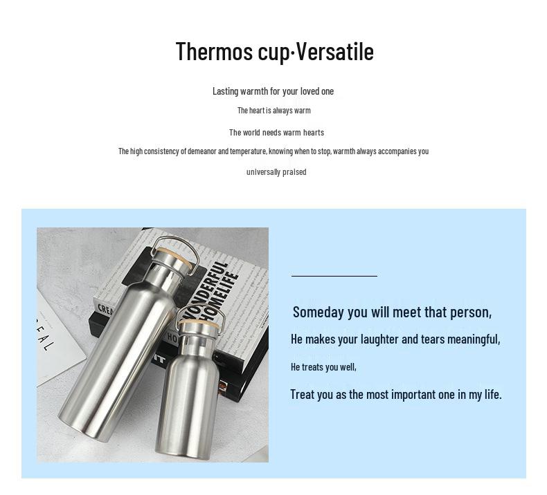 Botella de Agua Deportiva Aislada de Acero Inoxidable de Gran Capacidad Estilo Americano con Asa