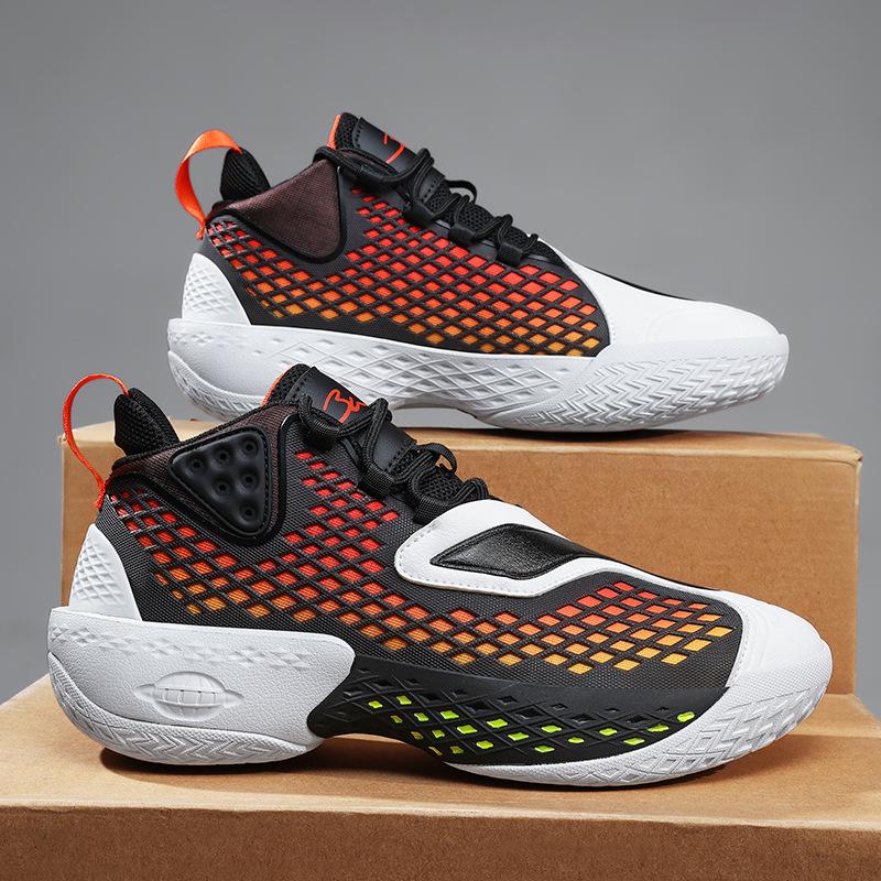 

Осень новые мужские студенческие отскок амортизация поддержка нескользящие износостойкие светящиеся баскетбольные кроссовки фактические спортивные туфли для поля 45
