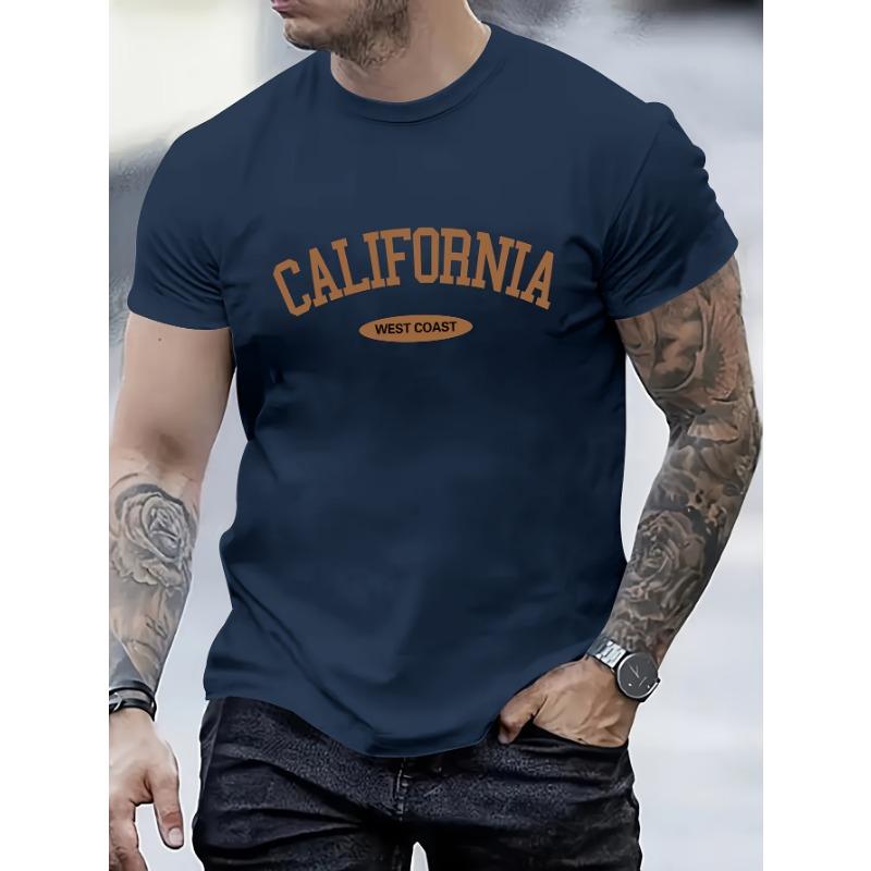 Men s summer fashion casual loose letter printed short sleeved shirt 2XS